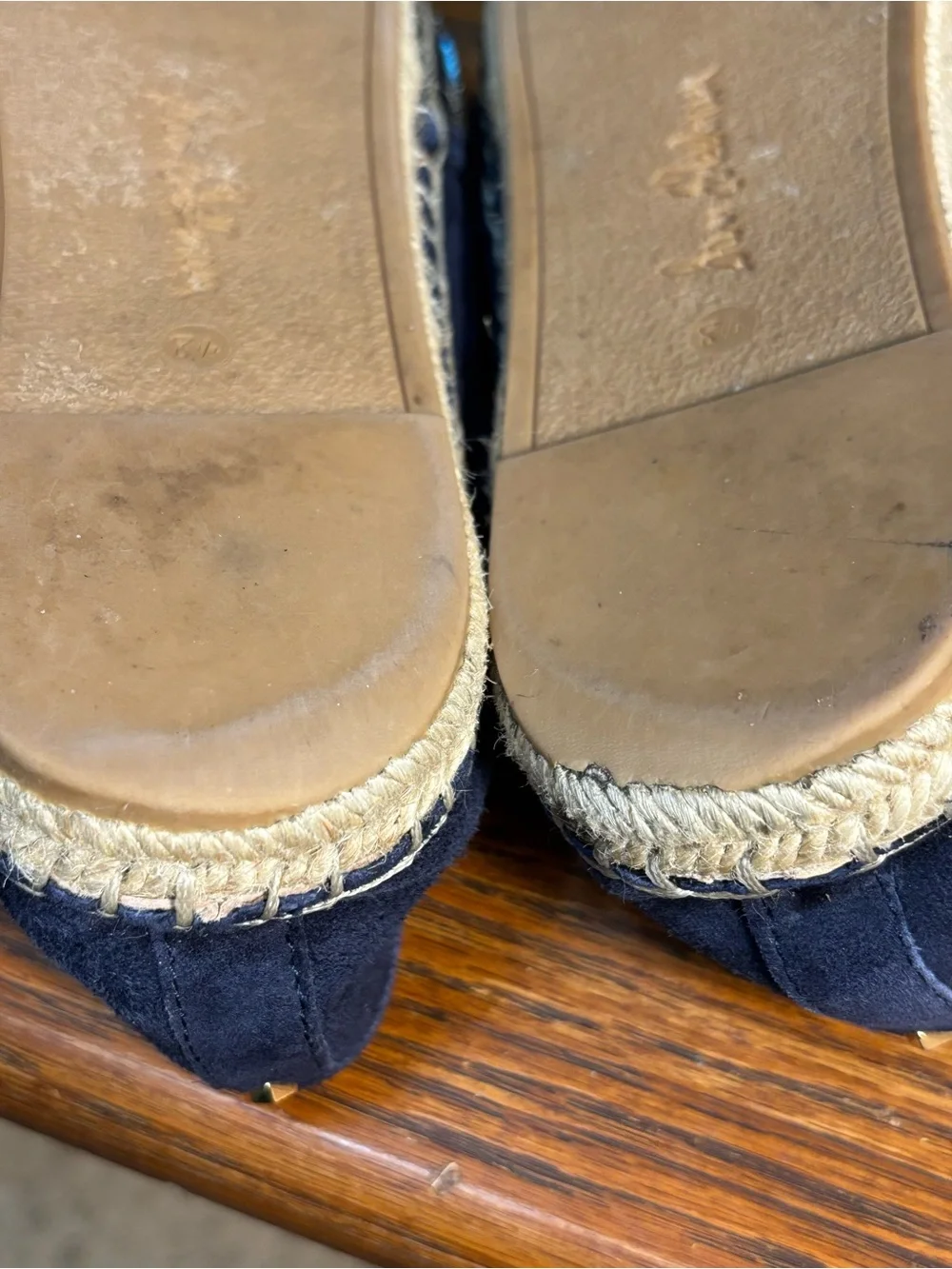 Sam Edelman Maris Beaded Espadrilles with Blue Suede Backs. Woman’s Size 8.5